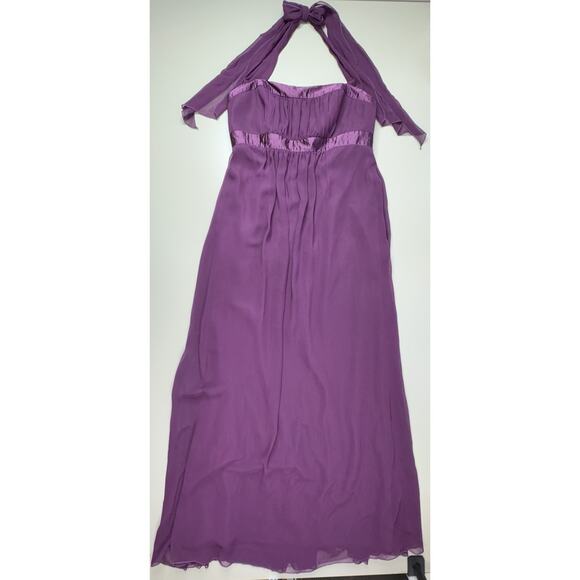VTG Y2K Jessica McClintock Empire Dress 12 Plum Halter Chiffon Prom Bridesmaid - Picture 4 of 16